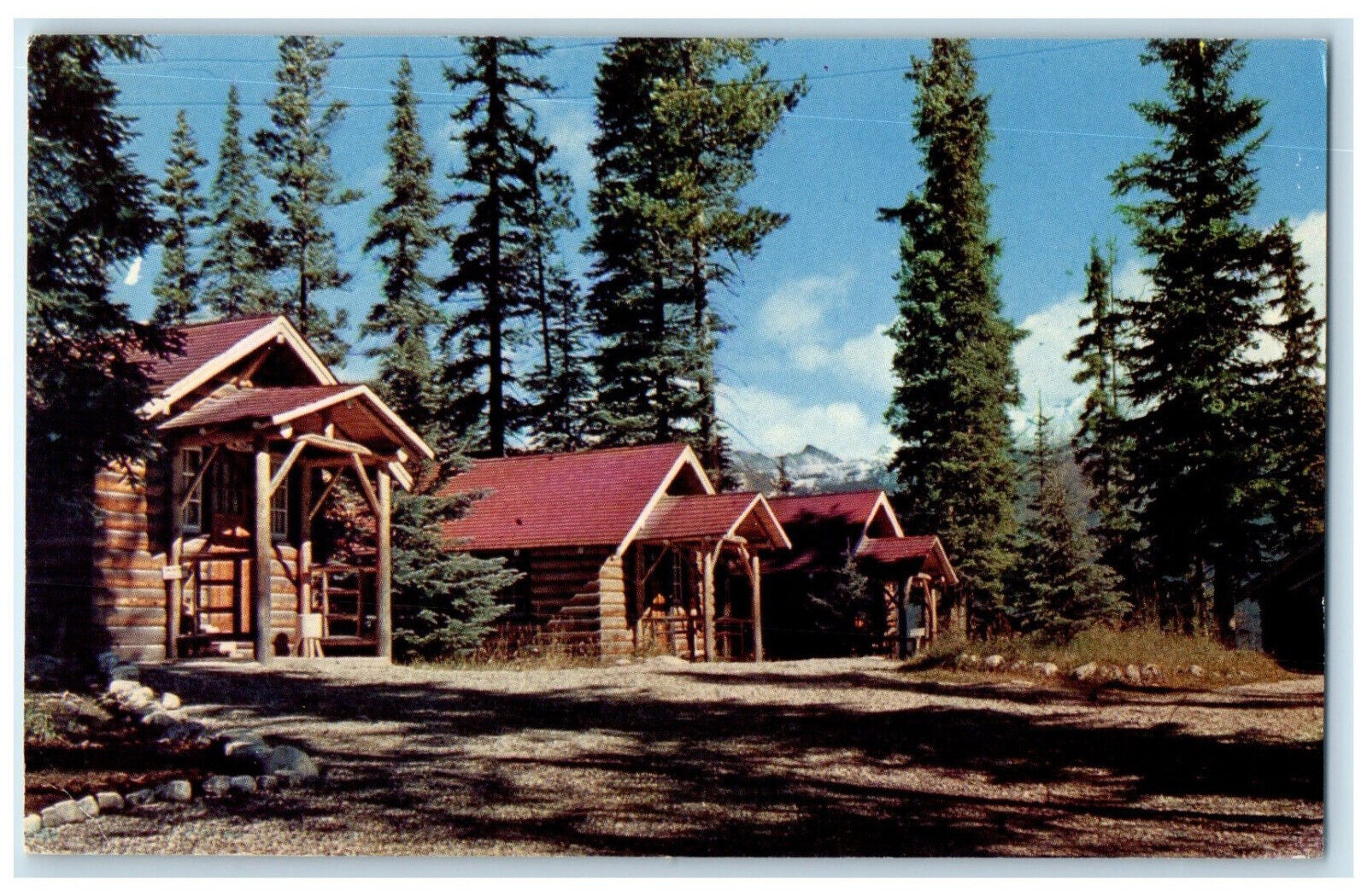 c1950's Paradise Bungalows Lake Louise Alberta Canada Vintage Postcard