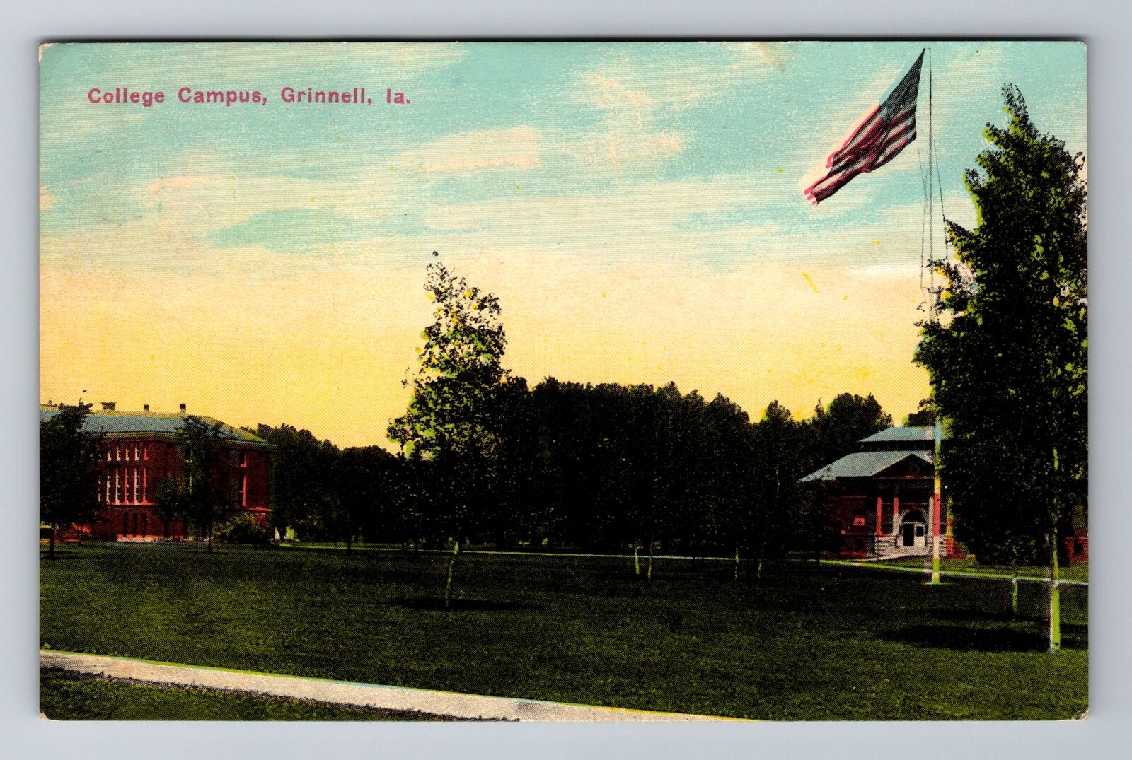Grinnell IA-Iowa, College Campus, Antique, Vintage Souvenir Postcard