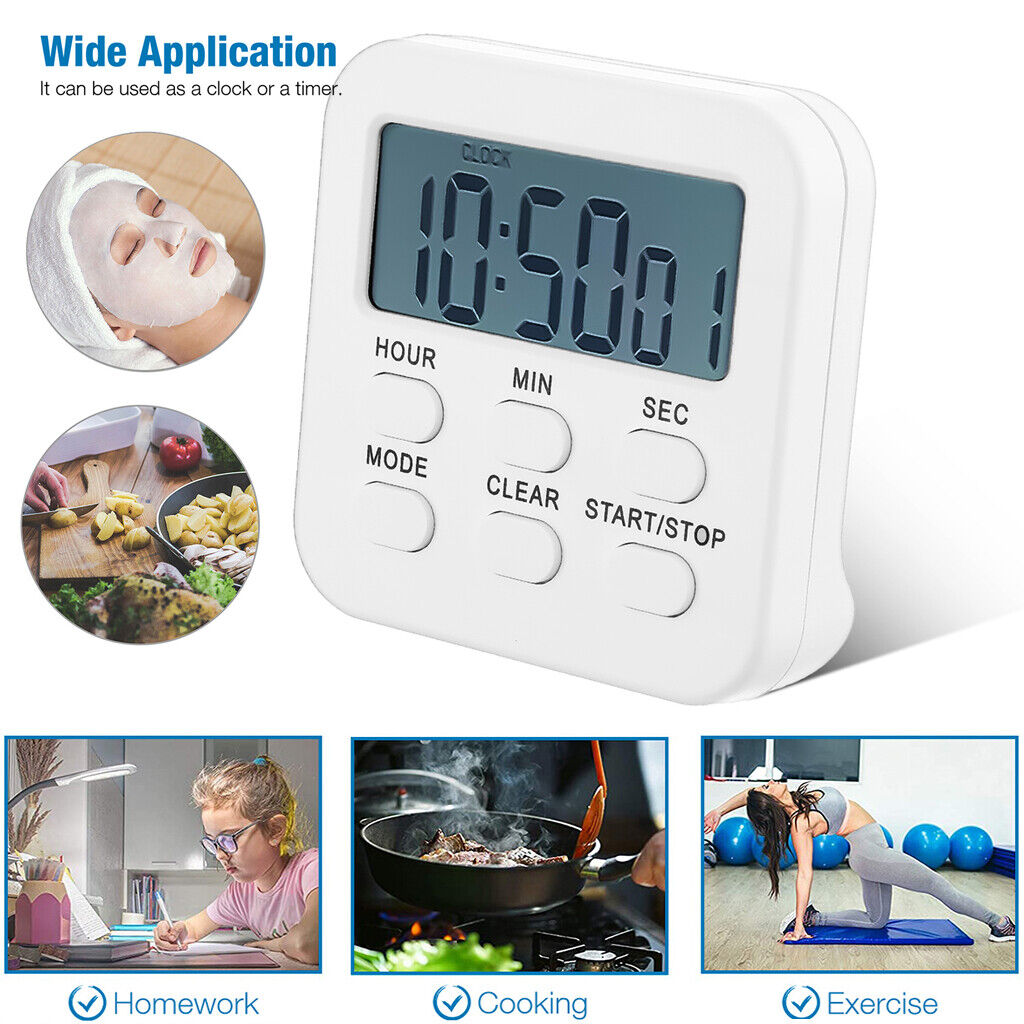 LCD Digital Kitchen Cooking Timer Count-Down Up Clock Loud Alarm Magnetic Large