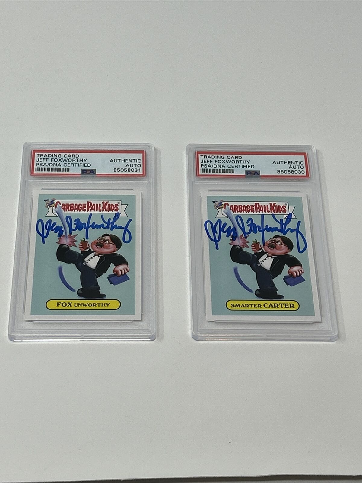2 Topps Jeff Foxworthy Signed Auto  Garbage Pail Kids Card Comedian PSA DNA
