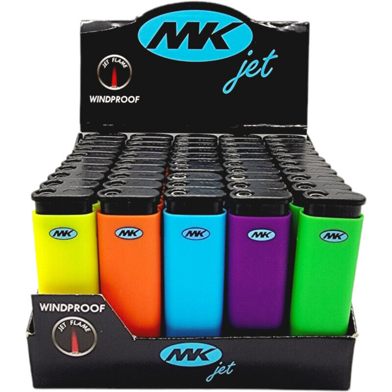 Set of 10 Packs MK JET Torch Lighter Windproof Flame Refillable Butane 5 Colors