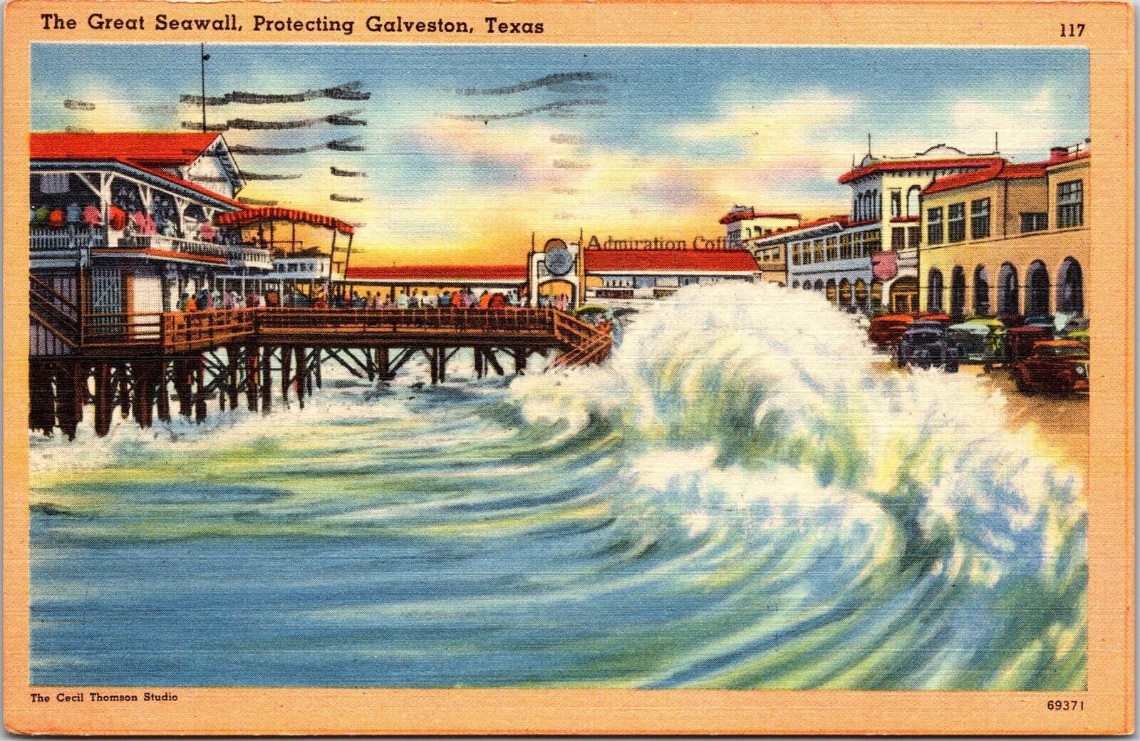 The Great Seawall Protecting Galveston Texas TX c1950 Postcard
