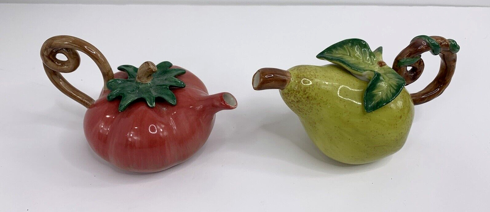 Vintage Fitz & Floyd Tomato & Pear Mini Teapot Gift Gallery Retired Ceramic