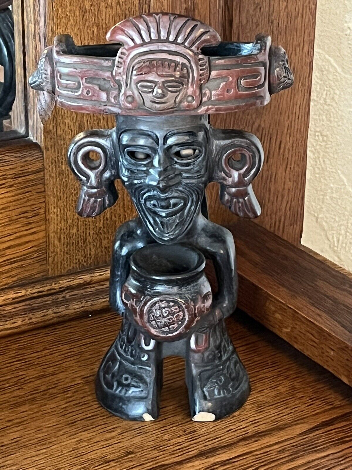 Vintage Aztec Figurine Huehueteotl Brazier Fire Pot