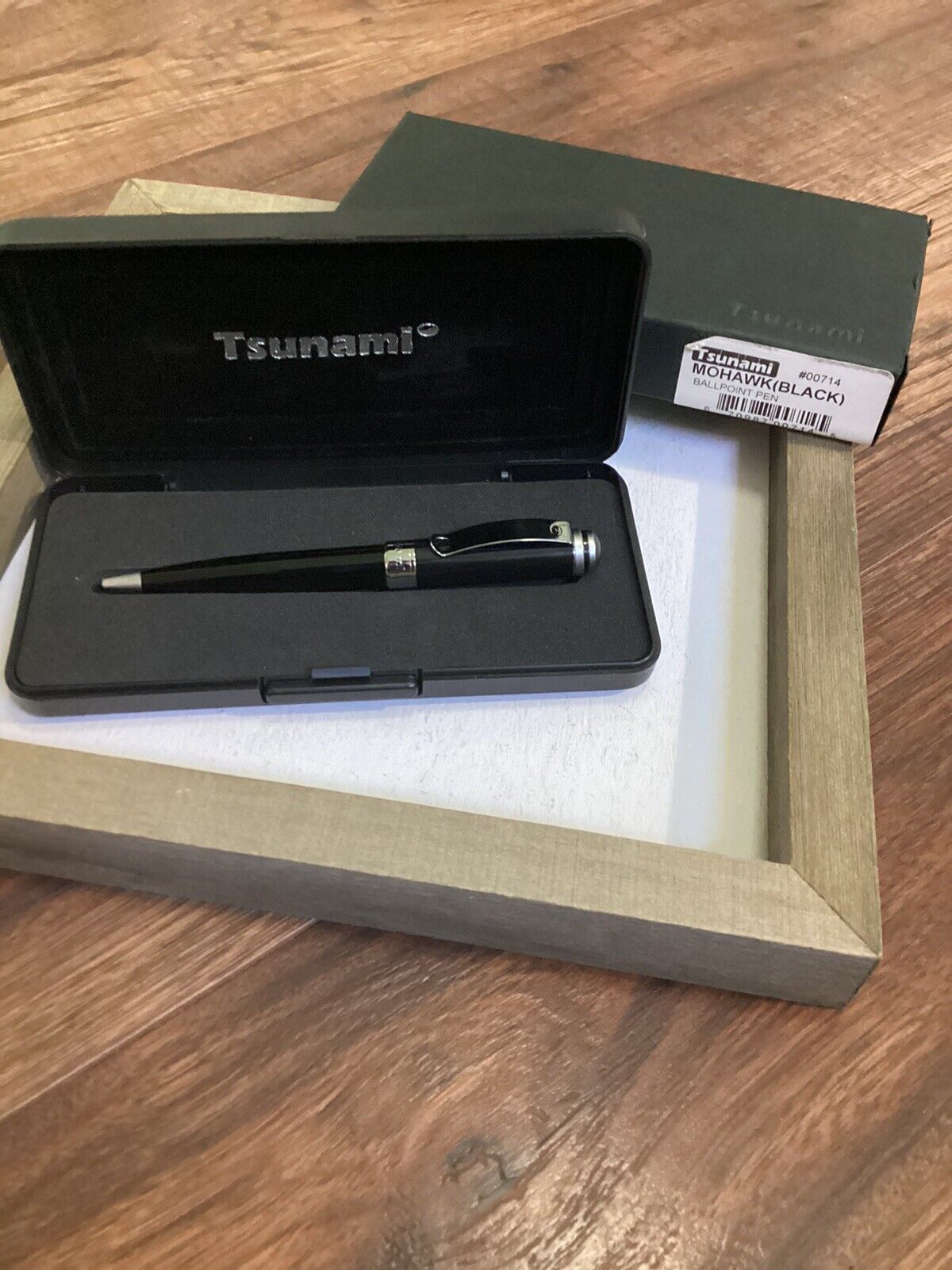 Tsunami Mohawk Black Ballpoint Pen In Box #00714 Twist Top Chrome Trim