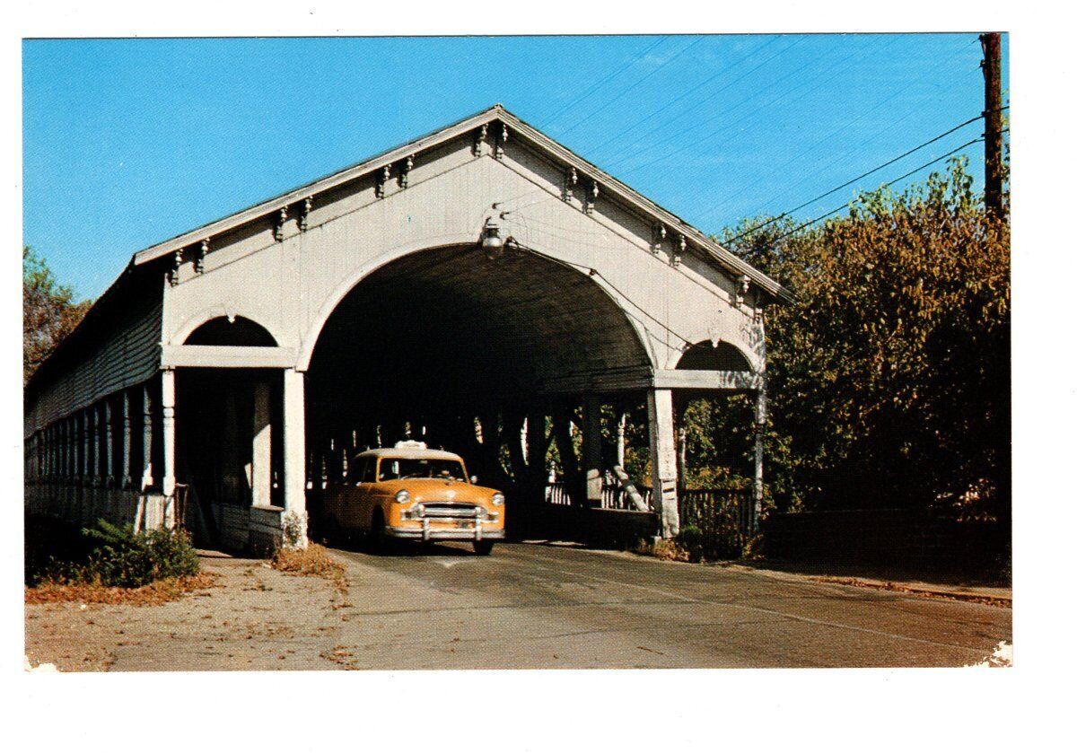Vintage Shelby County Indiana Vine Street Covered Bridge Unposted Postcard #420