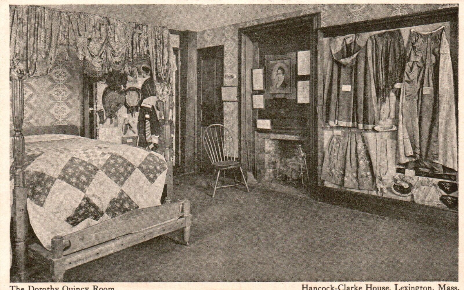 Lexington, MA, Hancock-Clarke House, Dorothy Quincy Room, Vintage Postcard b7416
