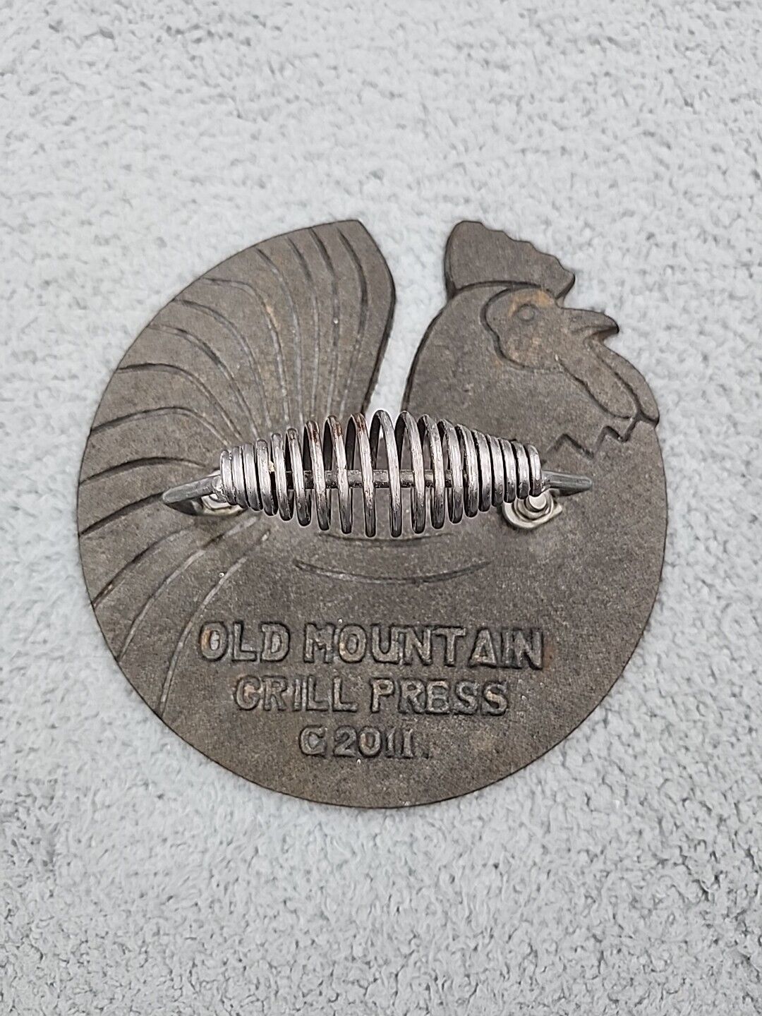 Old Mountain Grill Press/Bacon Rooster Shaped  7 1/2 \