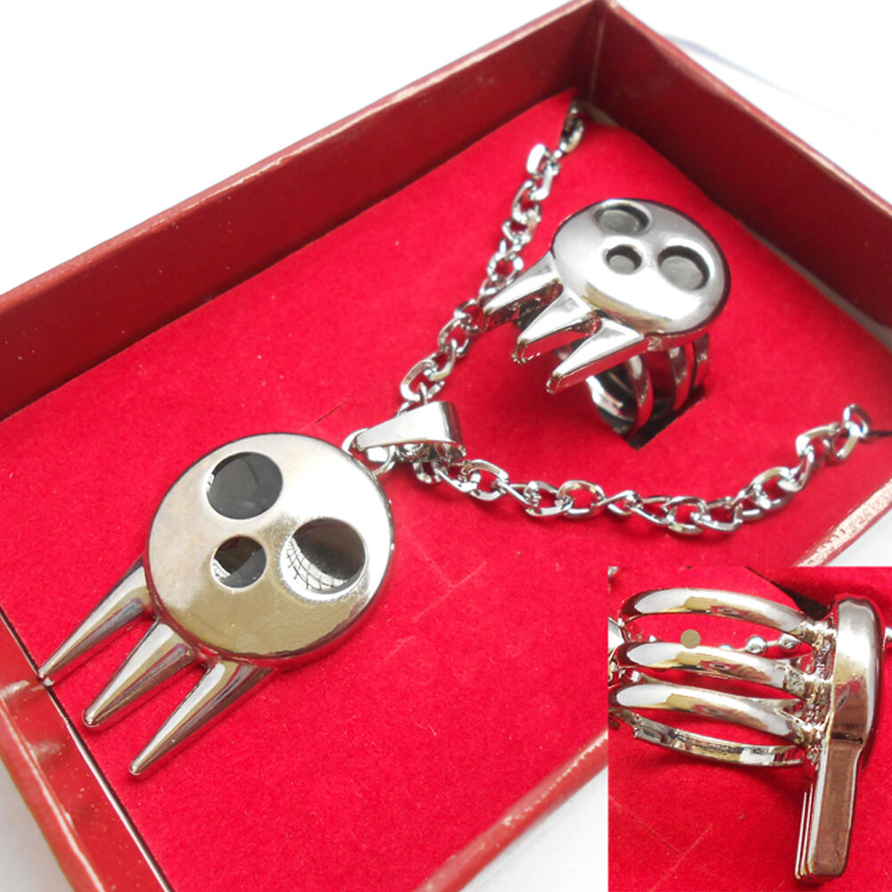 Anime Soul Eater Death The Kid Ring Inspired Pendant Necklace + Ring Set Cosplay