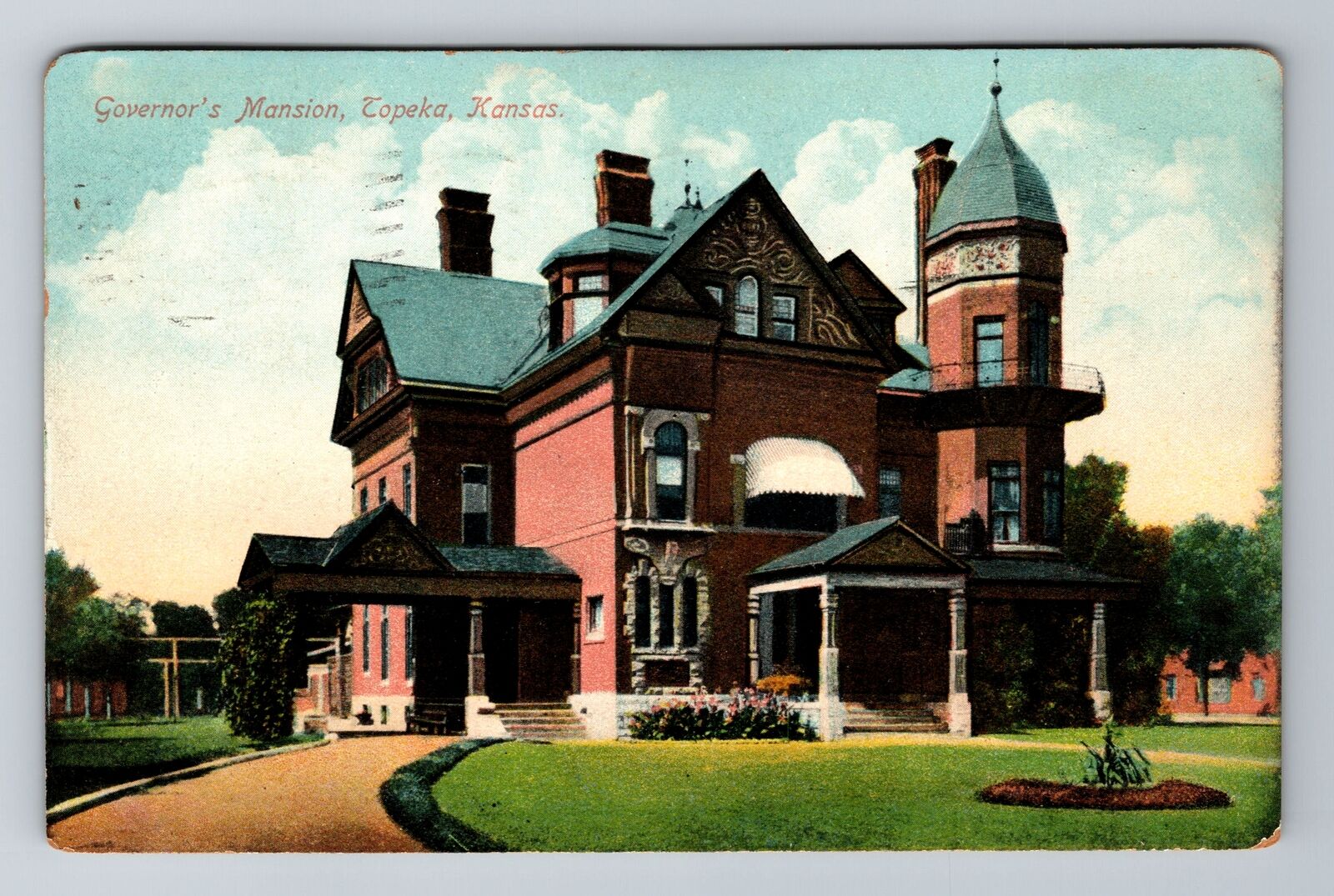 Topeka KS-Kansas, Governor\'s Mansion, c1909 Antique Vintage Souvenir Postcard