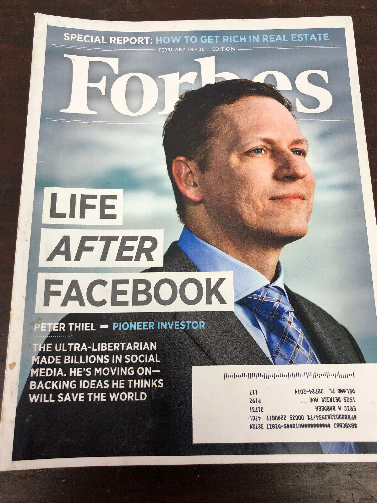Vintage Forbes february 2011 Magazine Life After Facebook - Peter Thiel