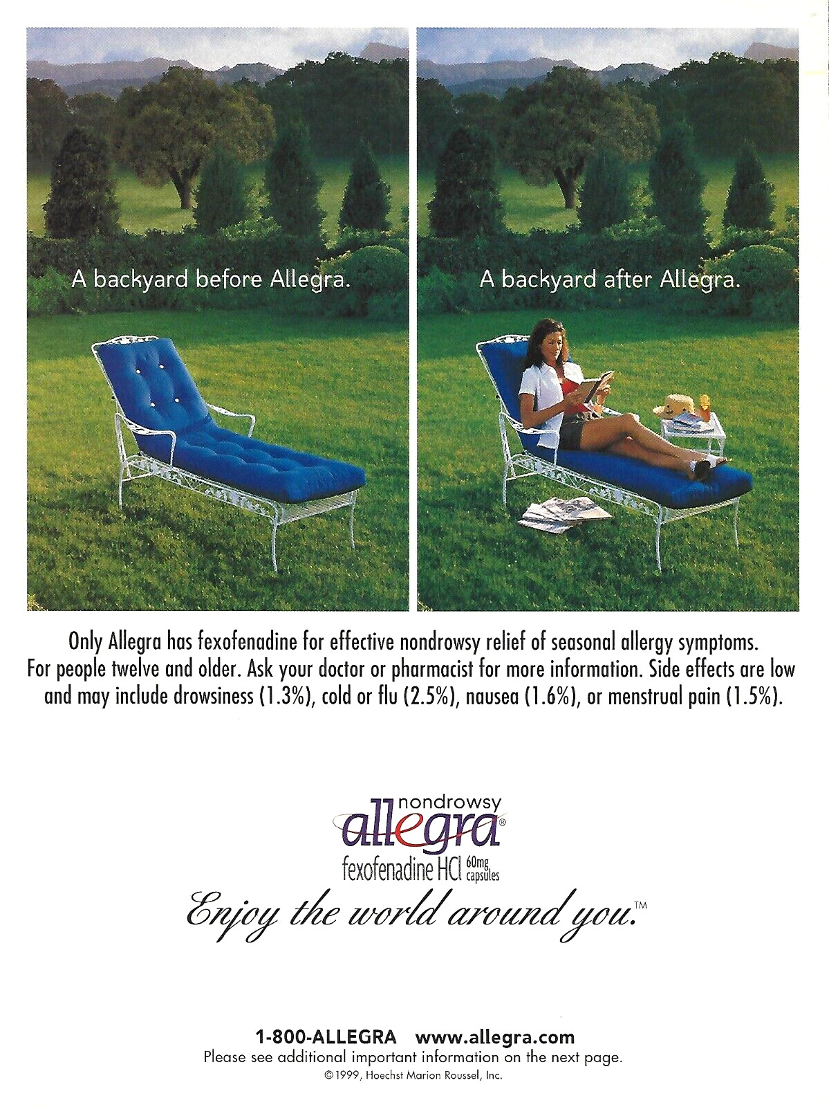 2000 Allegra Seasonal Allergy Medicine Backyard vintage Print Ad Advertisement