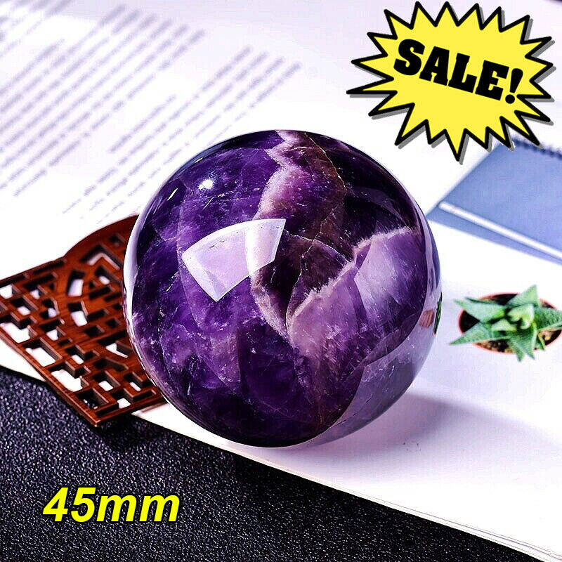 45mm Natural Dreamy Amethyst Sphere Quartz Crystal Ball Reiki Healing