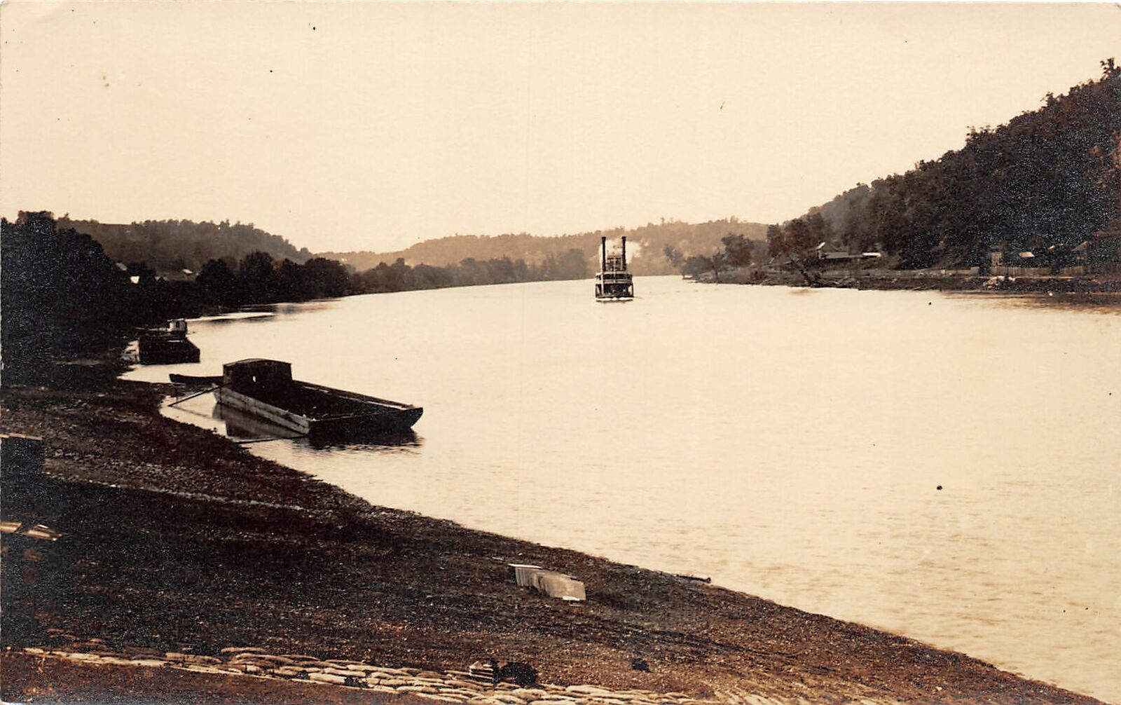 G80/ Interesting RPPC Postcard c1910 Steamboat Boat River Scene 20