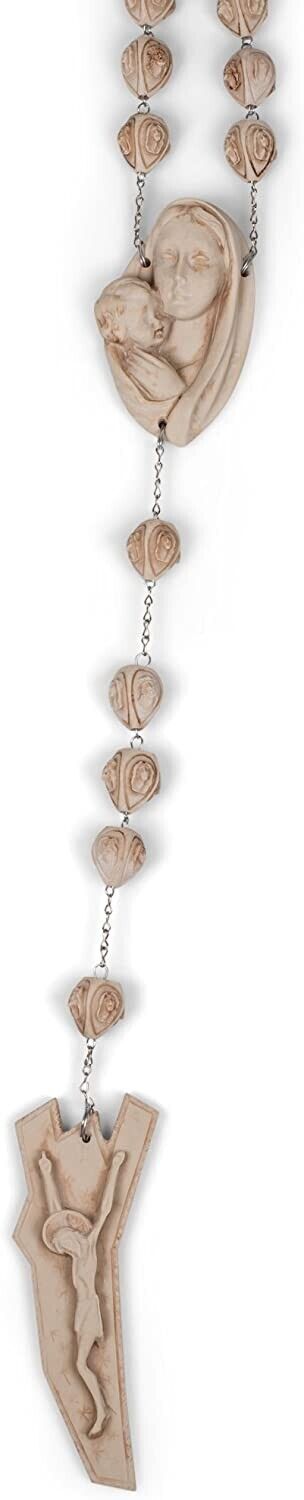 Virgin Mary and Jesus Carved Beads Design 65 Inch 