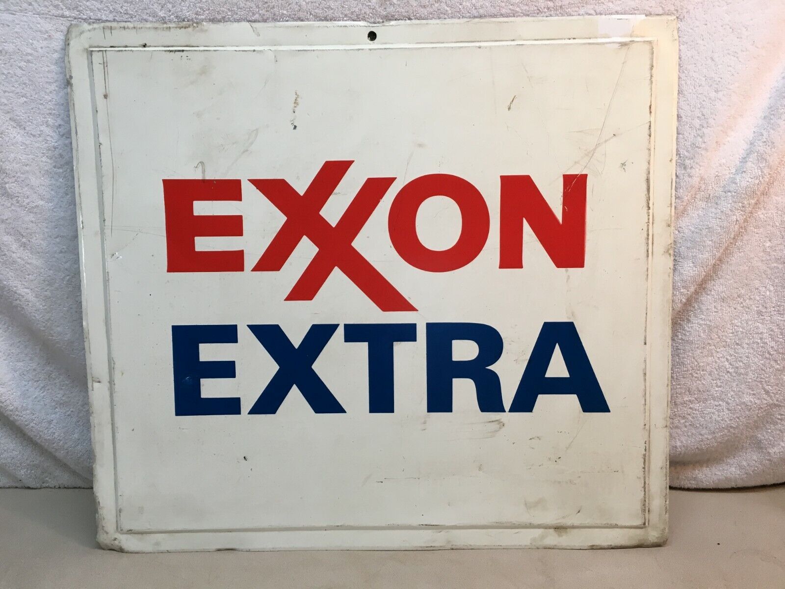 Vintage EXXON EXTRA Metal  Gas Station Sign 22.5in x 20in Authentic 