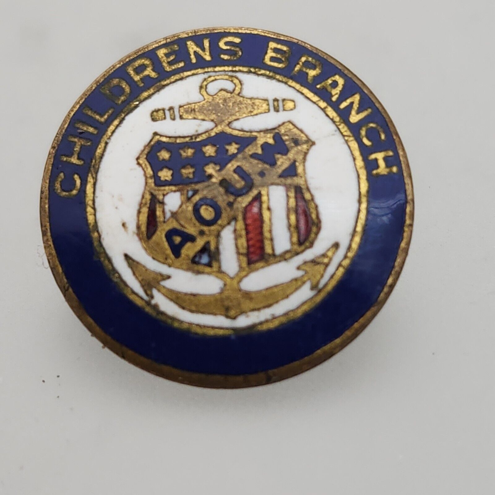 Children's Branch A.O.U.W. Pin Ancient Order United Workers St. Louis Button