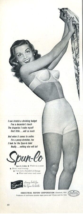 1952 Spun-lo Pretty Woman Bra  Underwear Panties Hanging Curtain PRINT AD