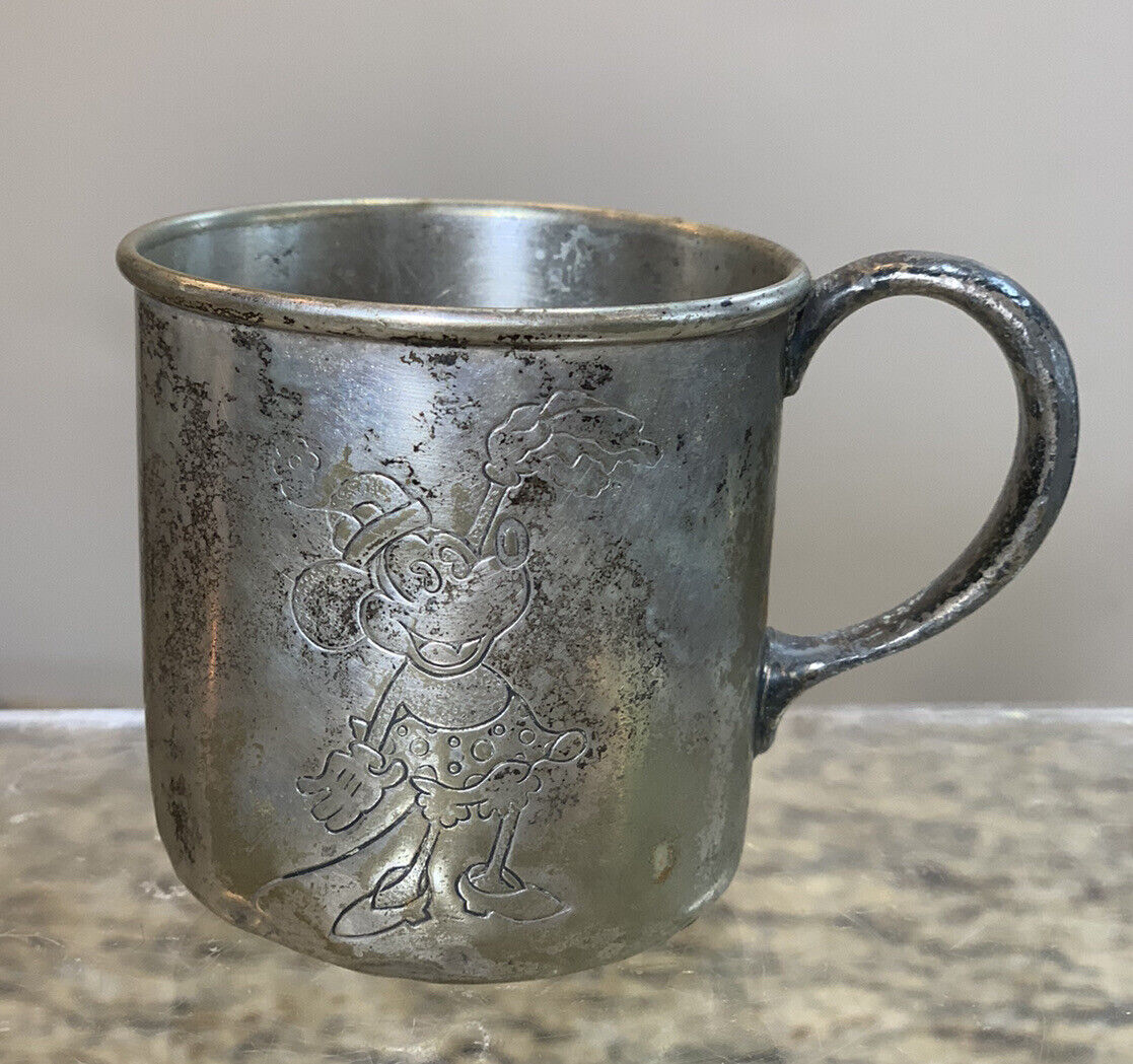 Vintage Forbes Silver Minnie Mouse 1930's Silverplate Childs Cup #3114 RARE