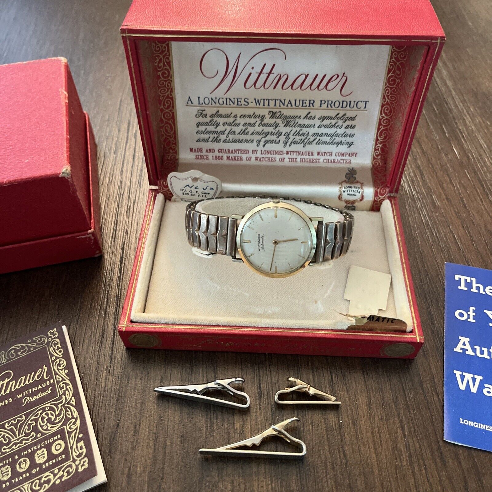 Vintage Mens Jewelry Lot Longines-Wittnauer Windup 10k GF Watch And More