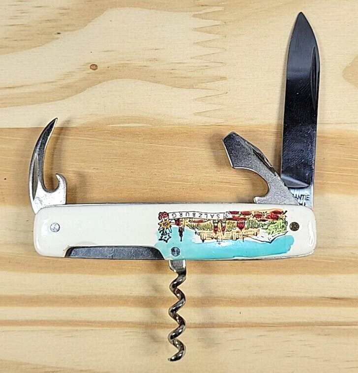 Vintage Garantie Stahl Hapo Austria Salzburg Souvenir 3 Blade Pocket Knife