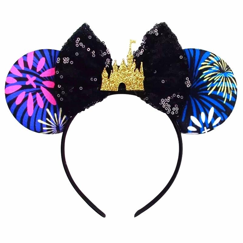 Disney Minnie The Main Attraction Castle Ears Headband Mickey Fireworks HANDMADE