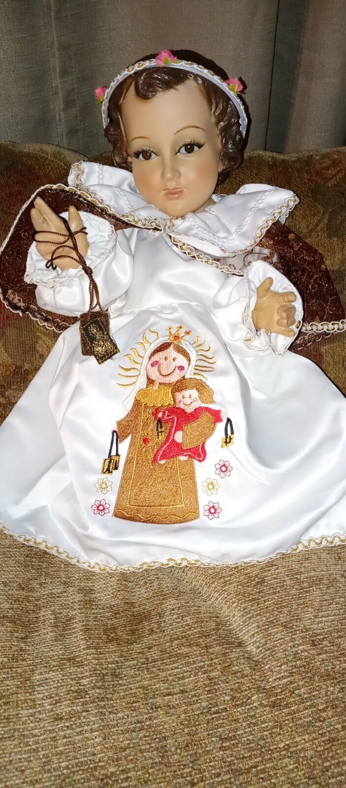 vestido para  Nino Dios, baby Jesus clothes set Medida #35 cms virgen del Carmen