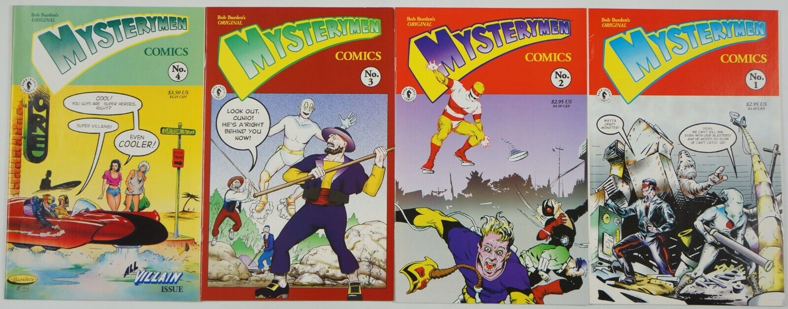 Bob Burden's Original Mysterymen Comics #1-4 VF complete series dark horse