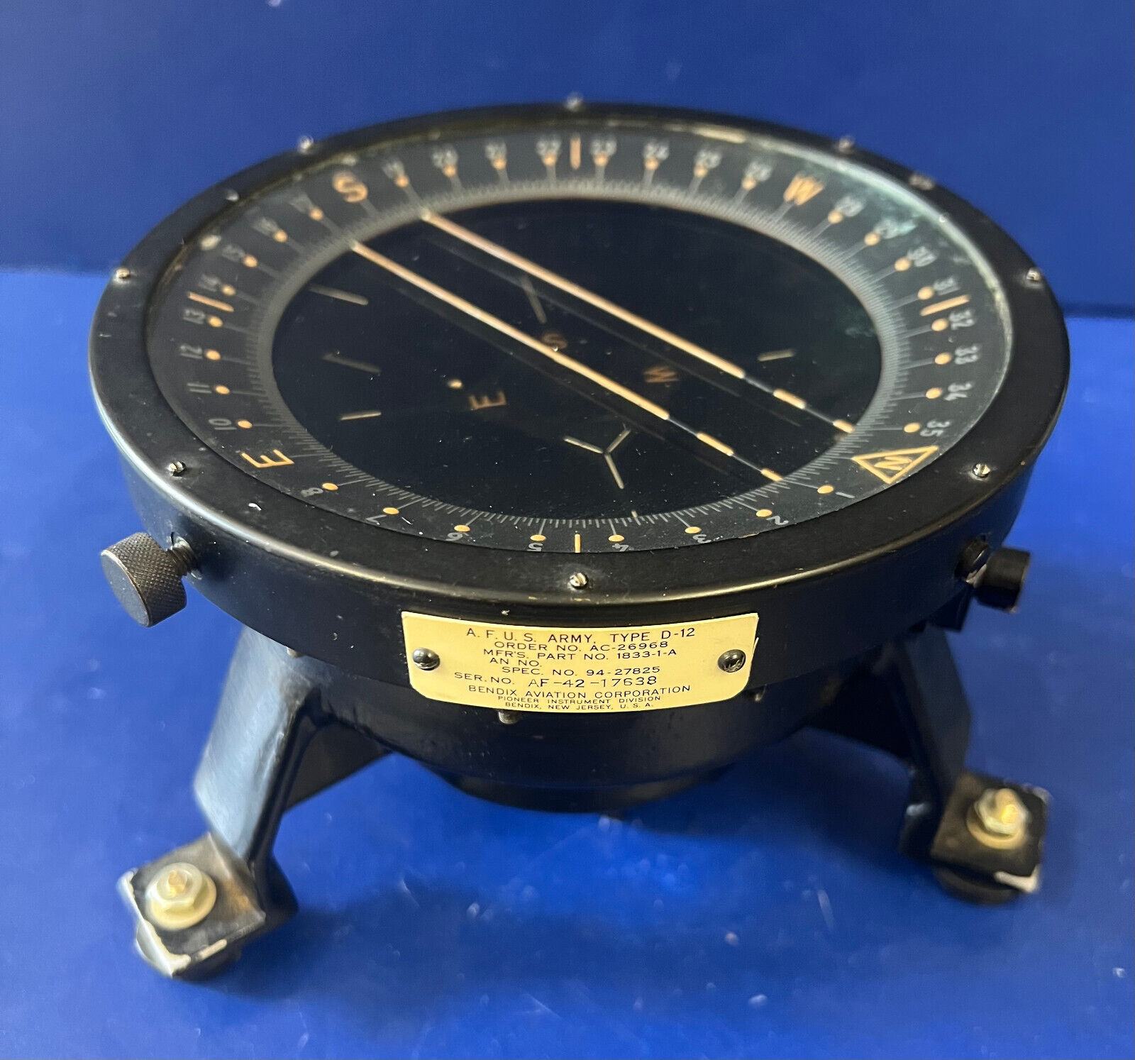 USAAF B-17 FLYING FORTRESS TYPE D-12 MASTER NAVIGATION COMPASS