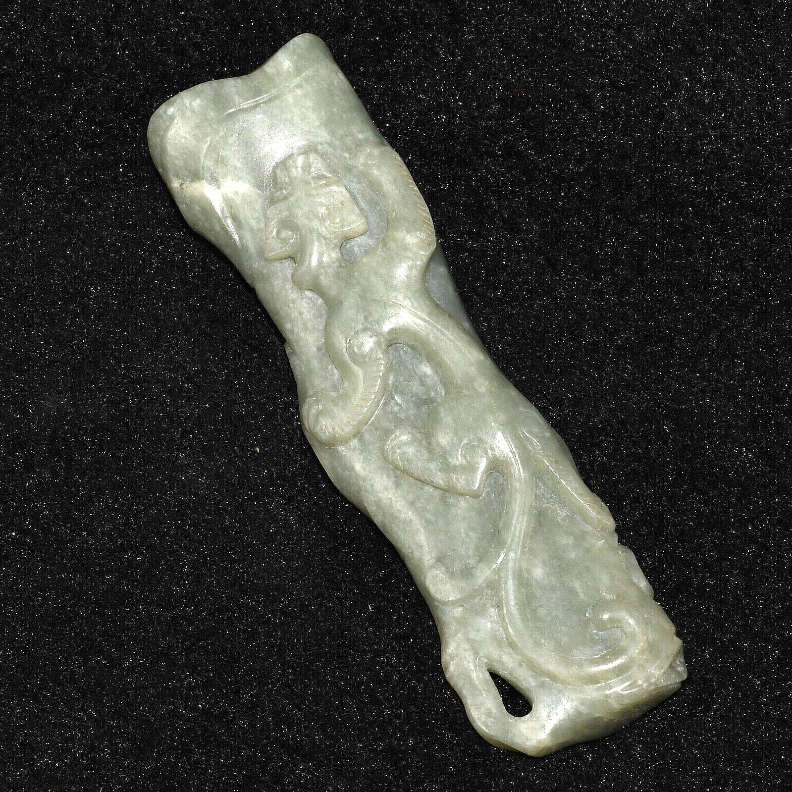 Authentic Ancient Chinese Natural Jade Stone Ornament Handle Ca. 3000 - 2000 BCE