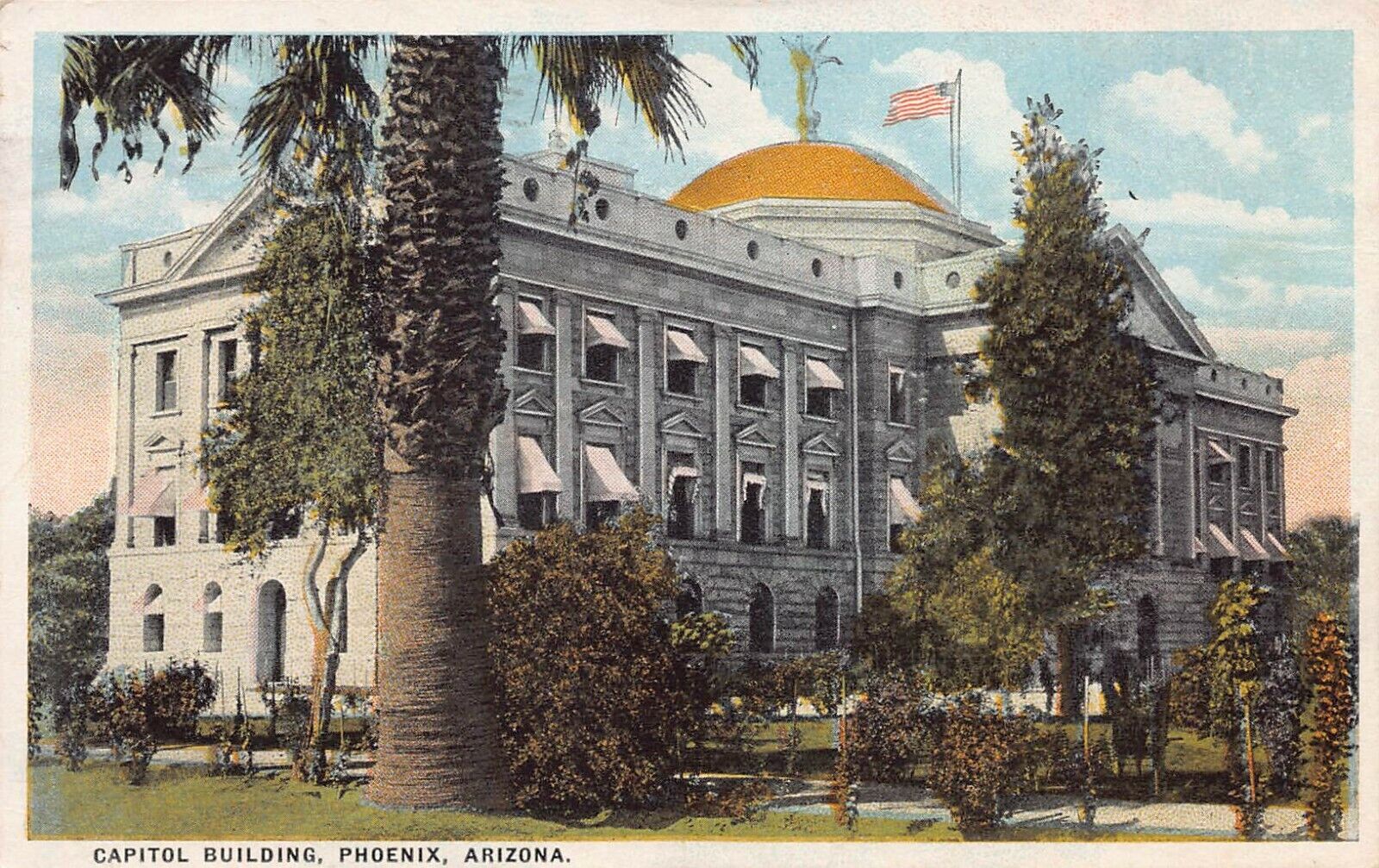 Capitol Building, Phoenix, Arizona, Early Postcard, Used in 1921