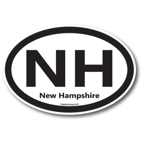 NH New Hampshire US State Oval Magnet Decal, 4x6 Inches, Automotive Magnet