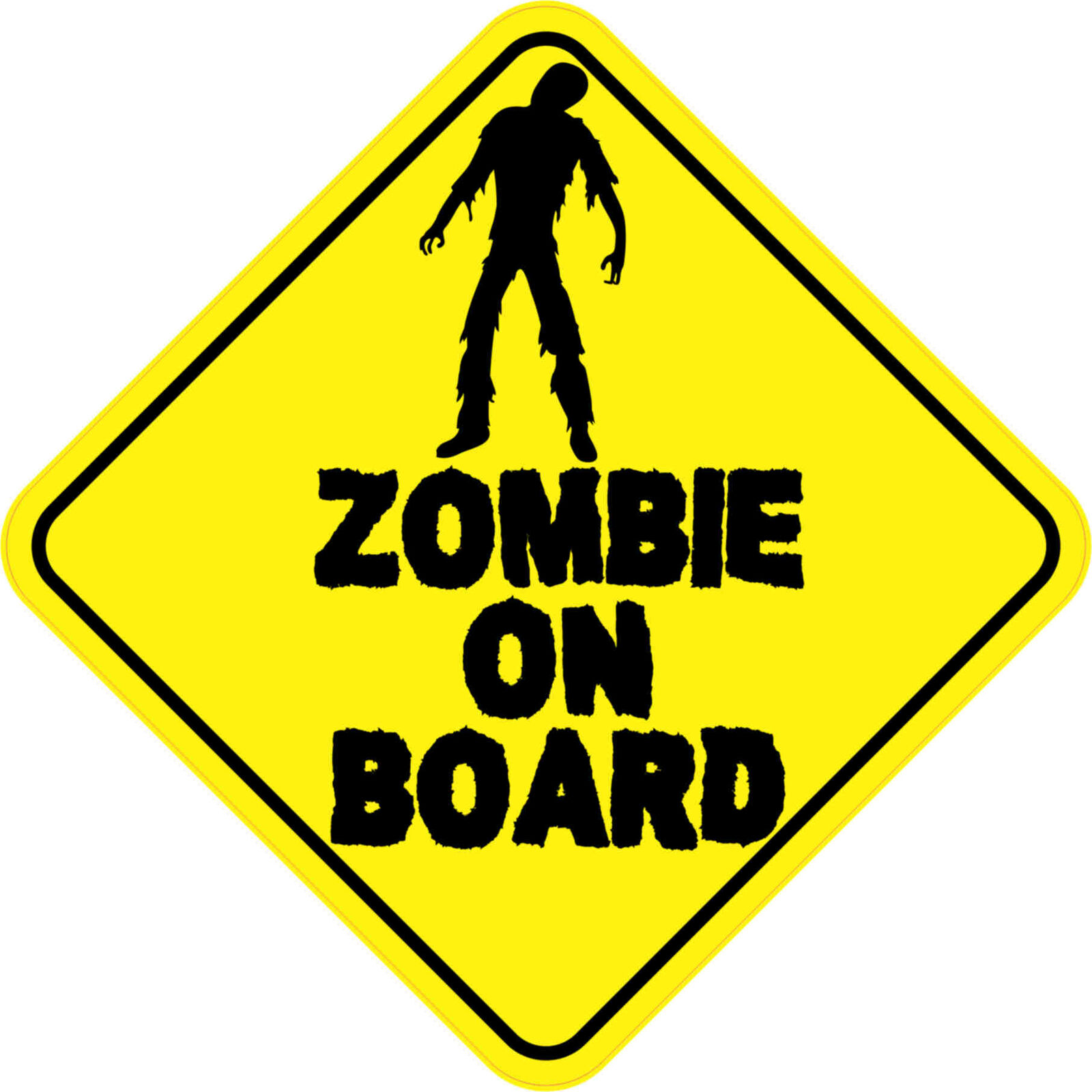 6in x 6in Zombie On Board Magnet Car Truck Vehicle Magnetic Sign