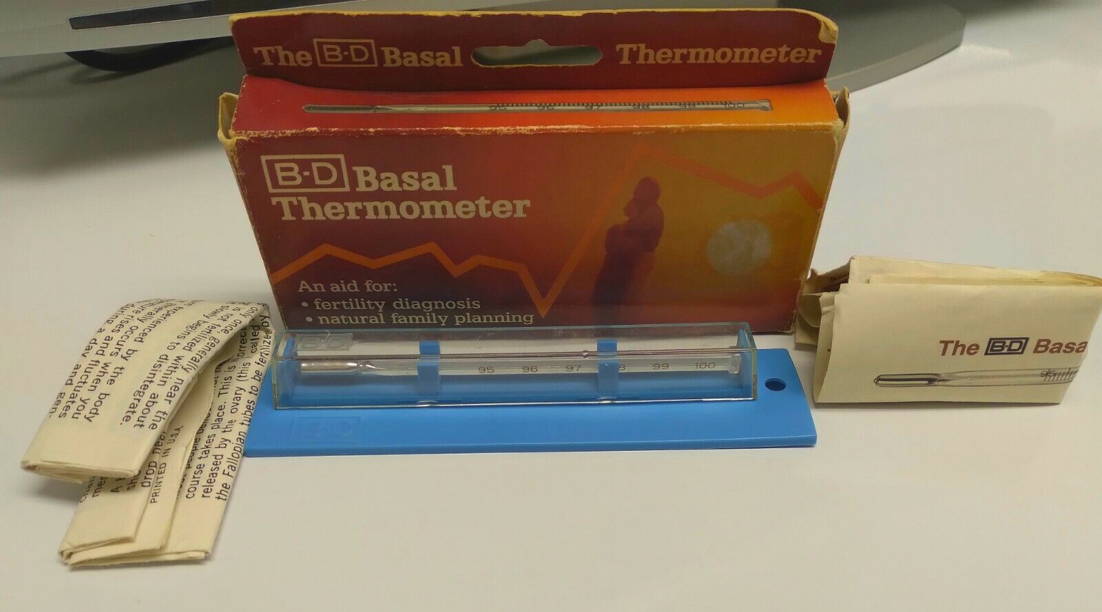 Vtg 1981 Basal Temperature Thermometer Ovulation Fertility w Box & Instructions