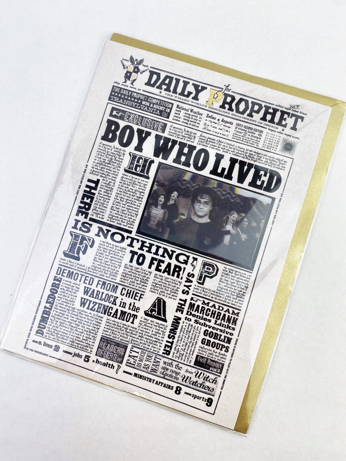 Harry Potter MinaLima Notecard The Daily Prophet: Boy Who Lived Lenticular