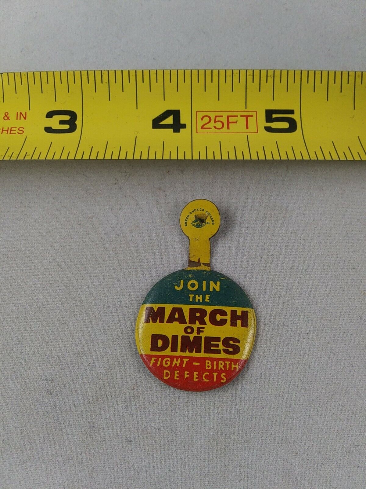 Vintage Join MARCH of DIMES Tab Pin Pinback Button *QQ14