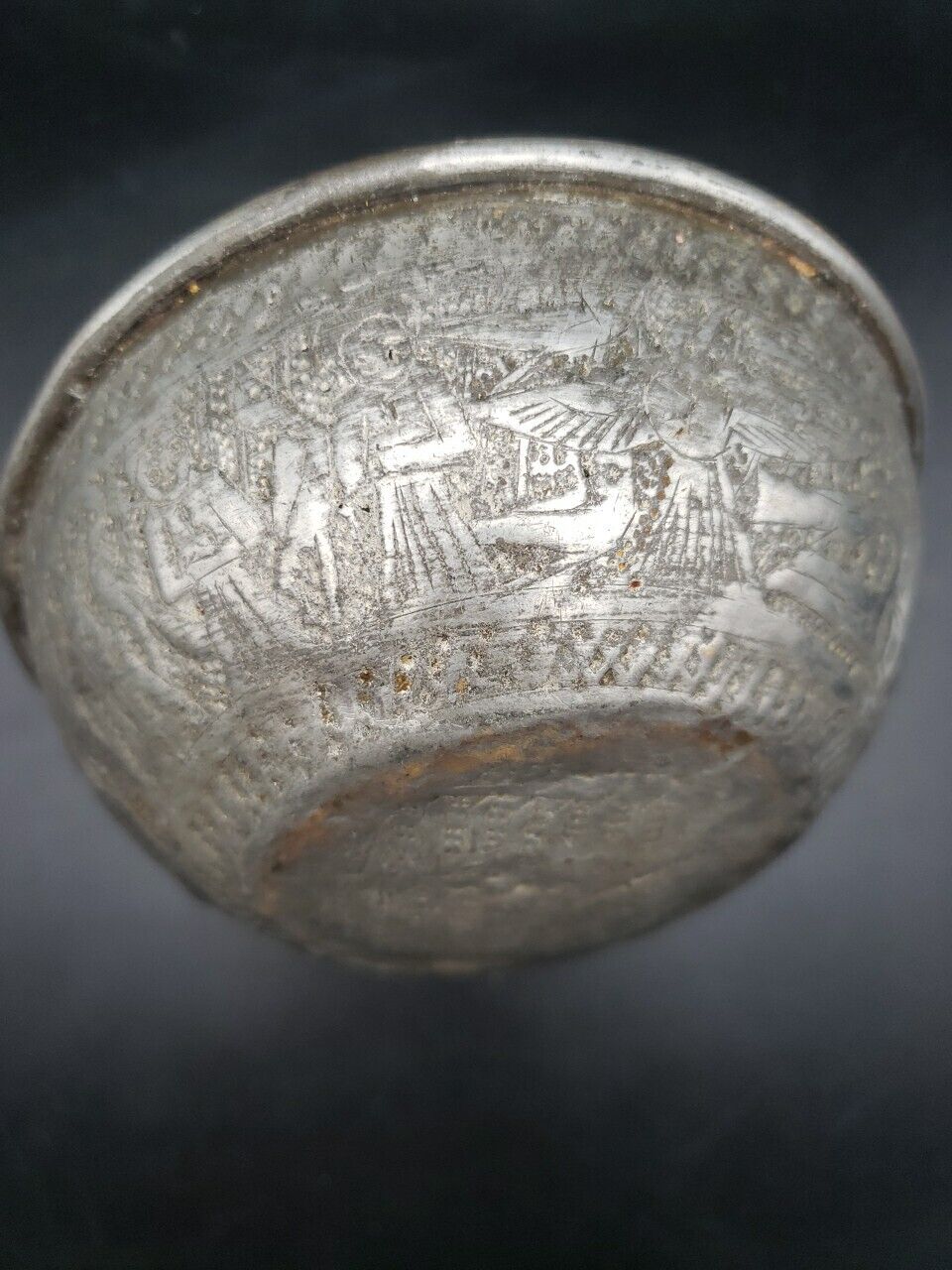 Rare Artifact Antique Middle Eastern Hammered Tinned Copper Islamic Metal Bowl