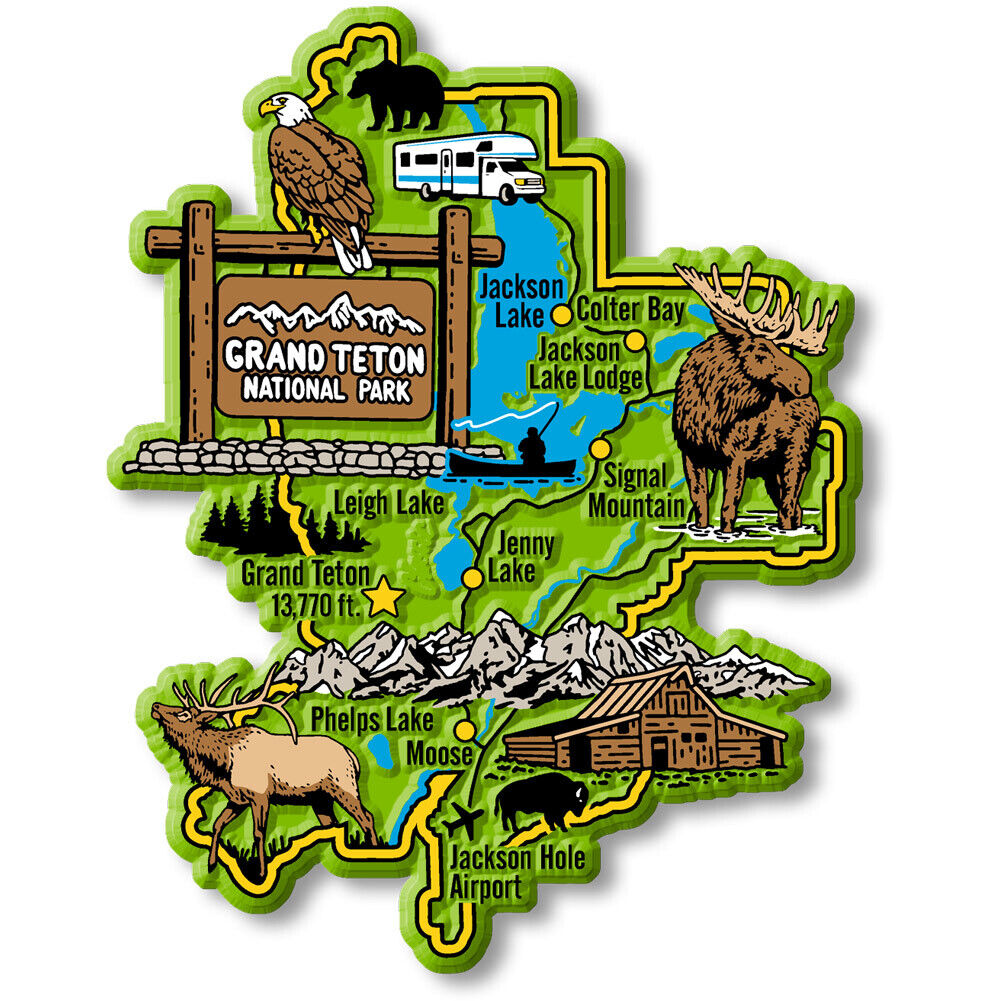 Grand Teton National Park Map Magnet by Classic Magnets