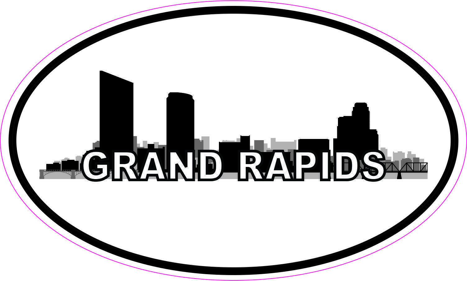 5x3 Oval Grand Rapids Skyline Sticker Tumbler Cup Luggage Car Window Bumper Sign