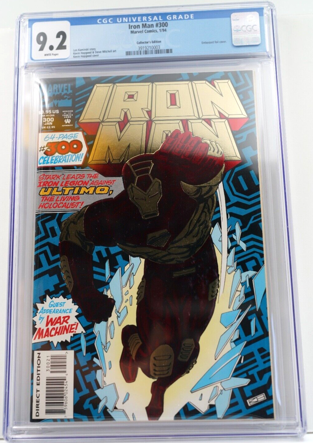 Vintage 1994 Iron Man #300 Collector's Edition CGC 9.2 Embossed Foil Comic Book