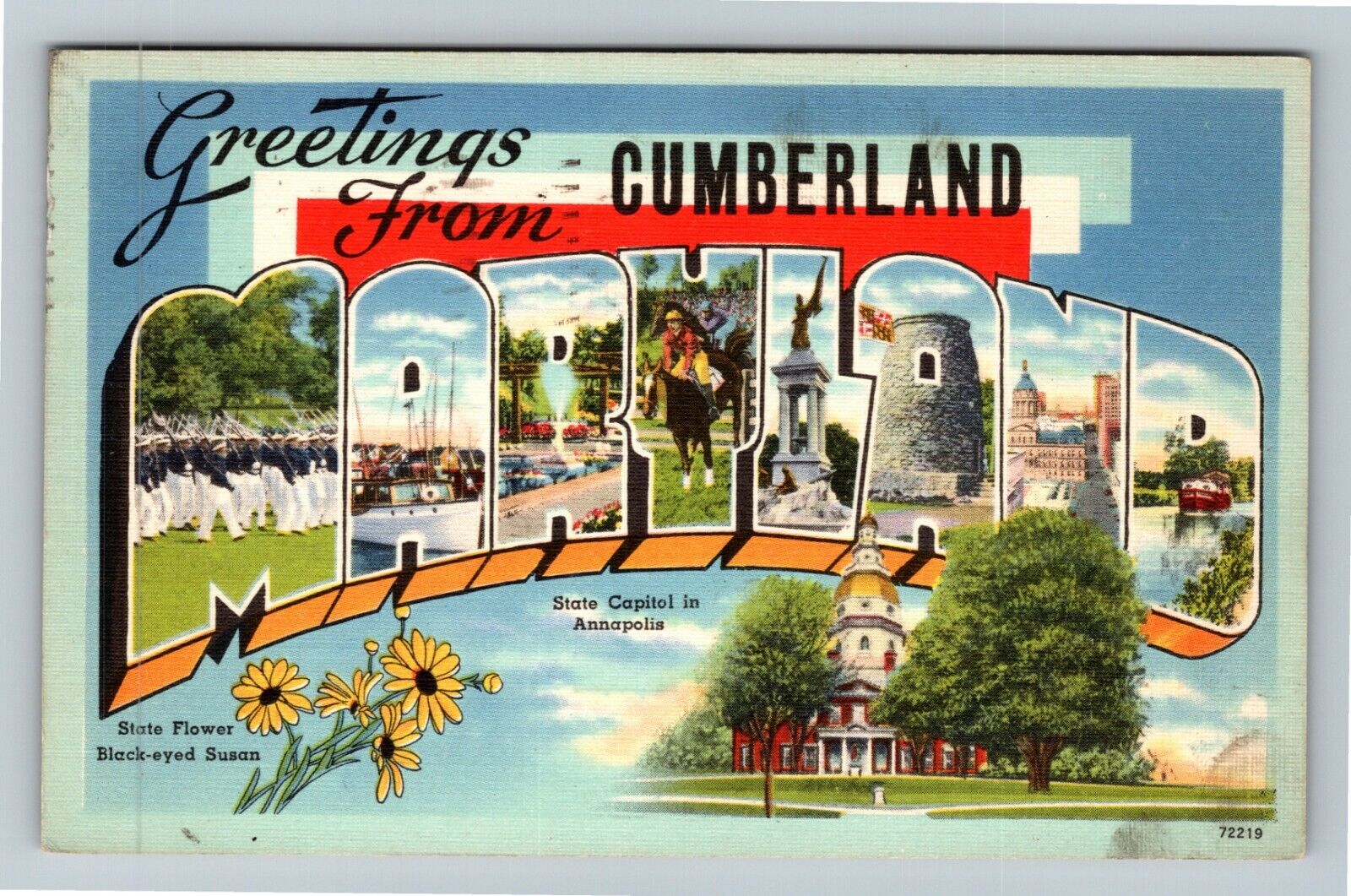 Cumberland, MD-Maryland, LARGE LETTER Greeting, c1948 Vintage Postcard