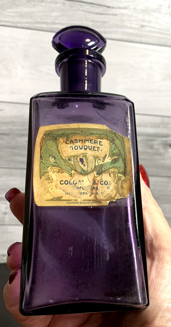 Antique COLGATE Cashmere Bouquet Perfume Bottle w/Stopper & Label