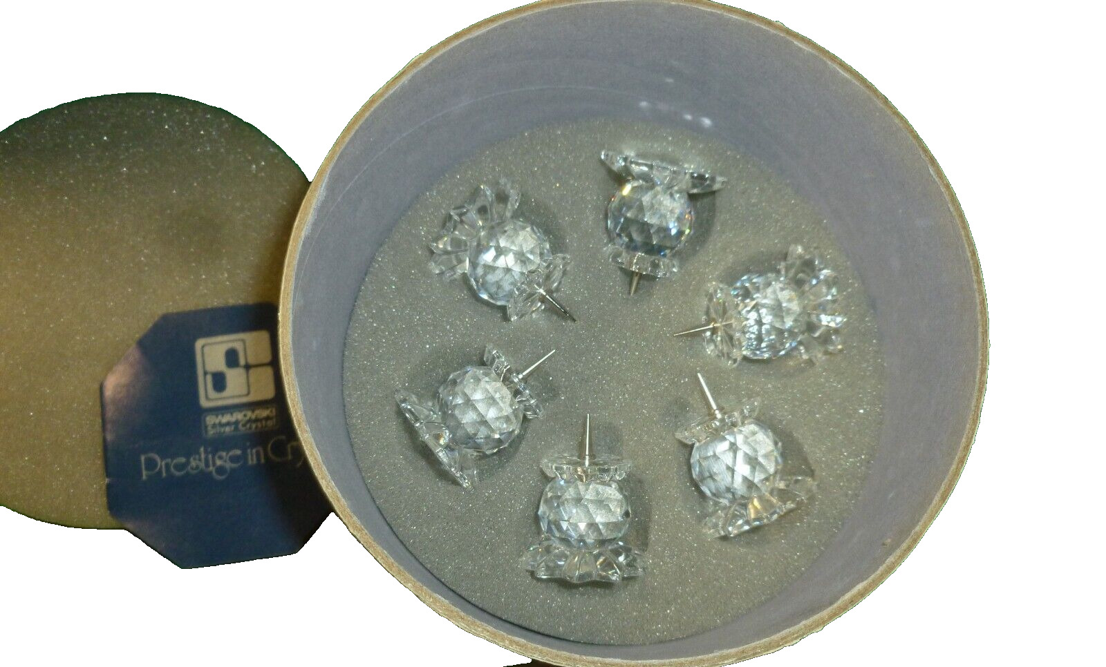 Vintage SWAROVSKI Crystal Ball Candlesticks Pin Type Holders 1 1/4” BOX of 6