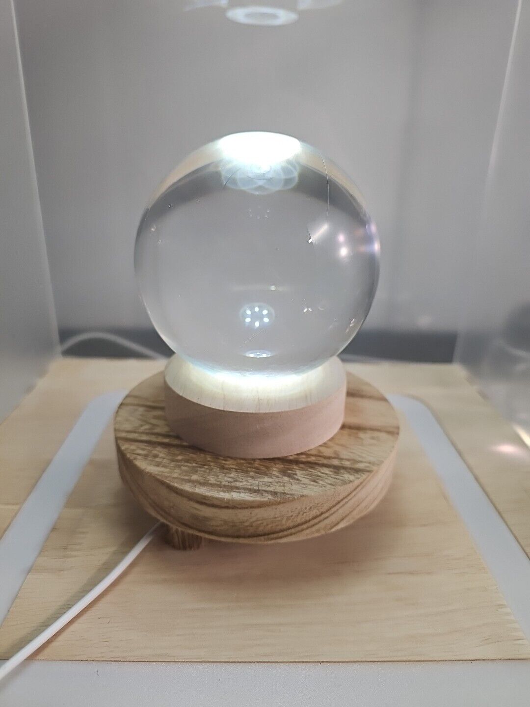 80mm+Stand Asian Rare Natural Quartz Clear Magic Healing Crystal Ball Sphere 