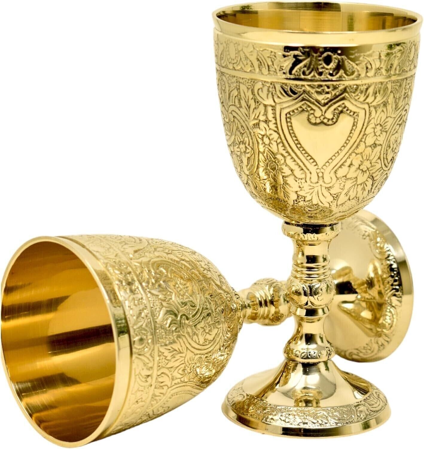 Set of 2 Chalice Cup Brass Wine King Cup Goblet For Communion Beer Goblet Arthur