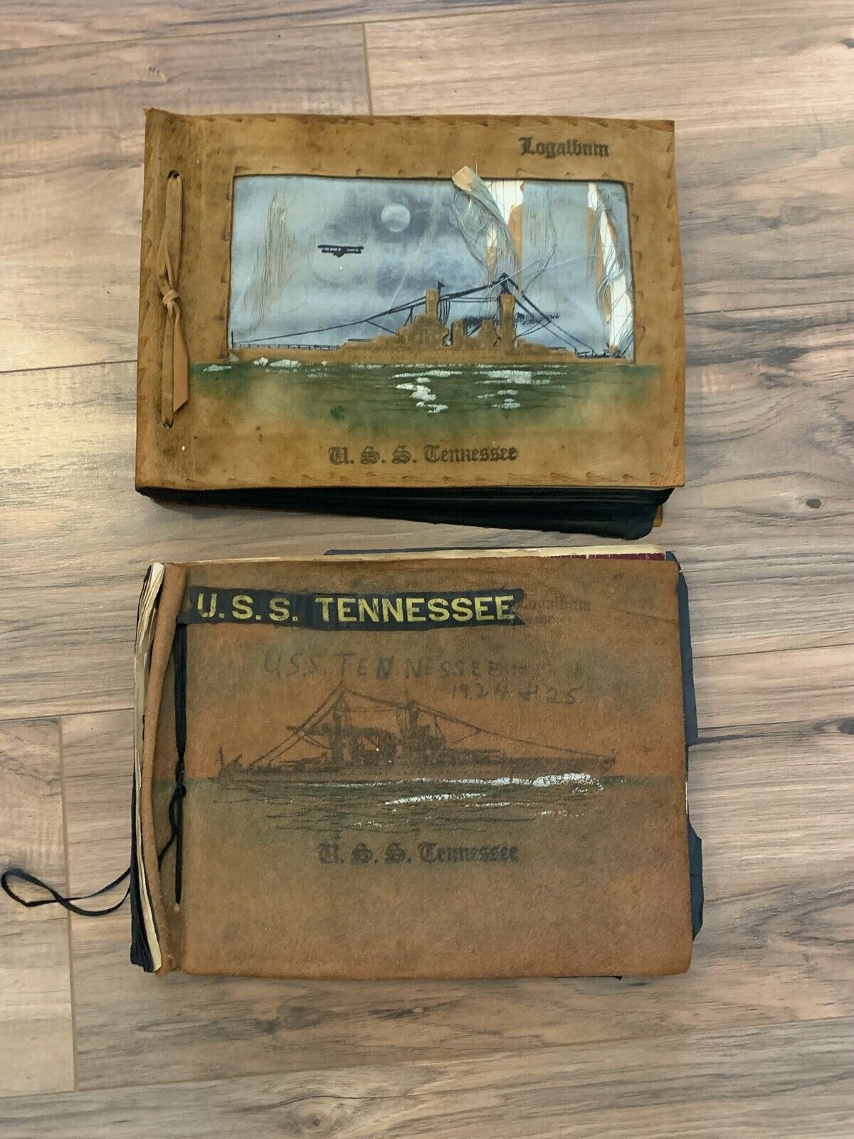 USS TENNESSEE 2 Photo Album Set 1924 - 1925 / Over 225 photos, sailors, boxing