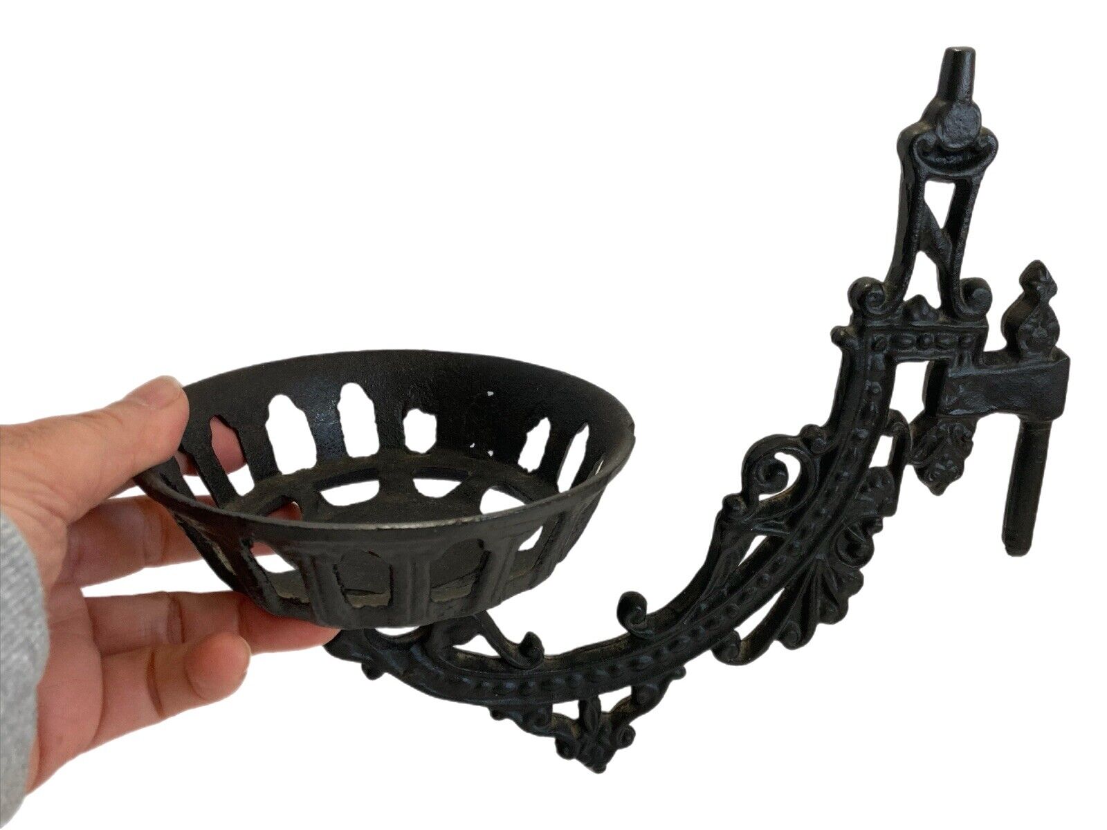 Vintage/antique black cast iron swing wall mounted candle holder Victorian style