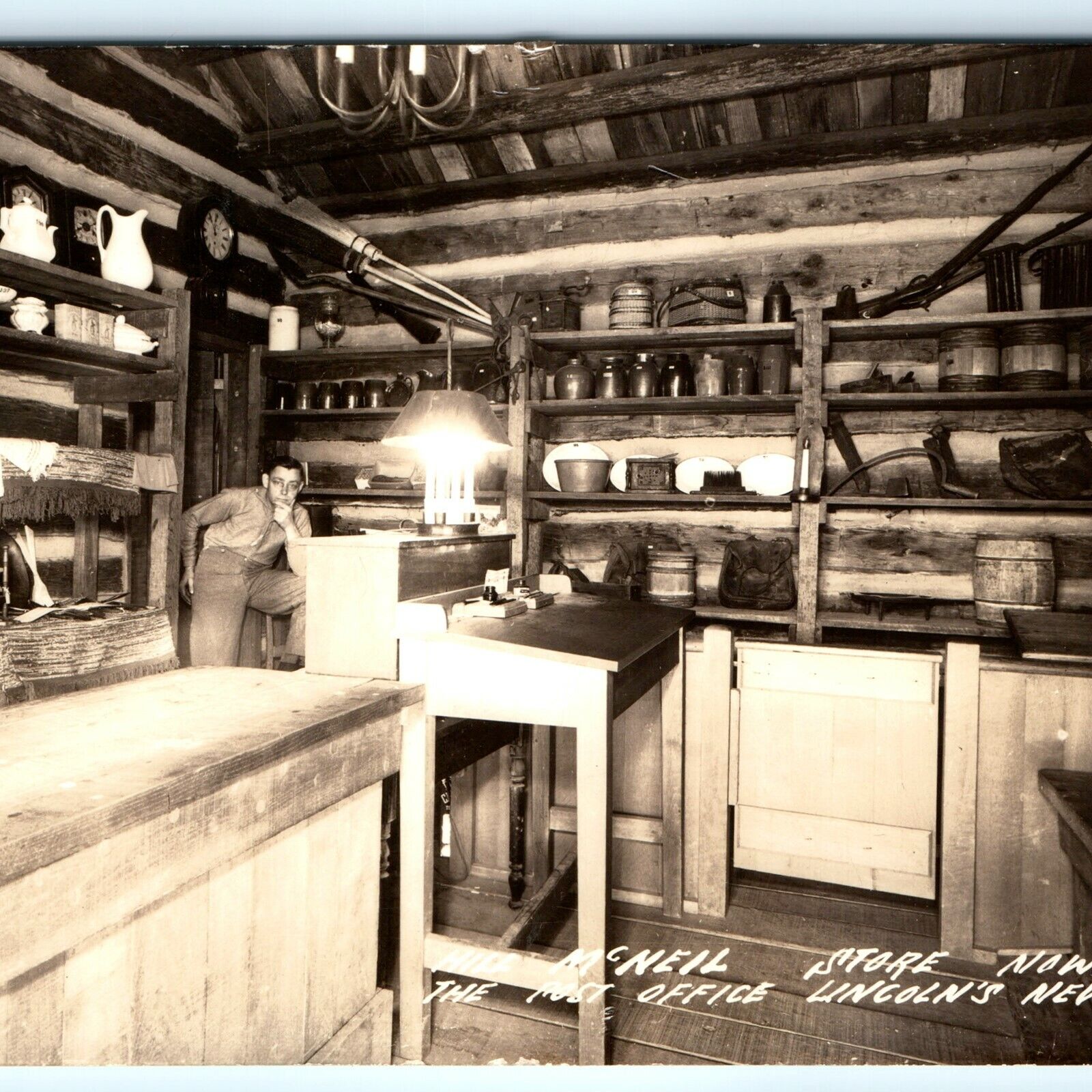 c1930s New Salem, IL RPPC Interior Hill McNeil Store Real Photo Primitives A30