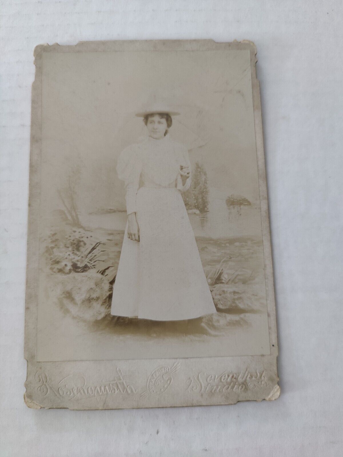 Vintage Cabinet Card Woman in White Dress