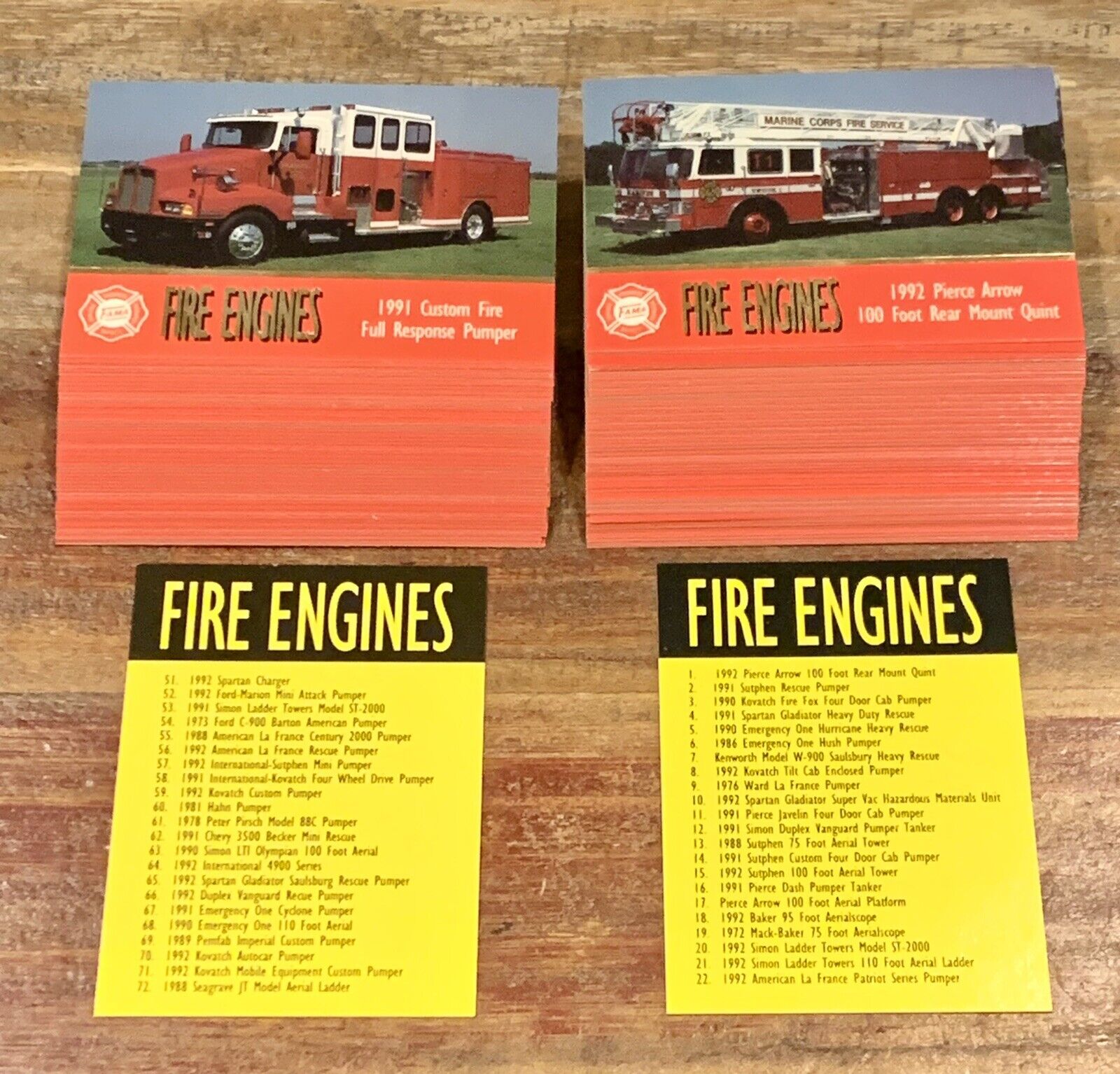 1993 BON AIR COLLECT PREMIUM FIRE ENGINES SERIES 1 COMPLETE 100 TRADING CARD SET